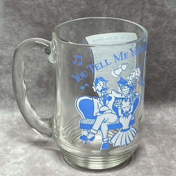 Hazel Atlas Big Top Peanut Butter Glass "You Tell Me Your Dream" Song Lyrics Mug - Picture 1 of 8